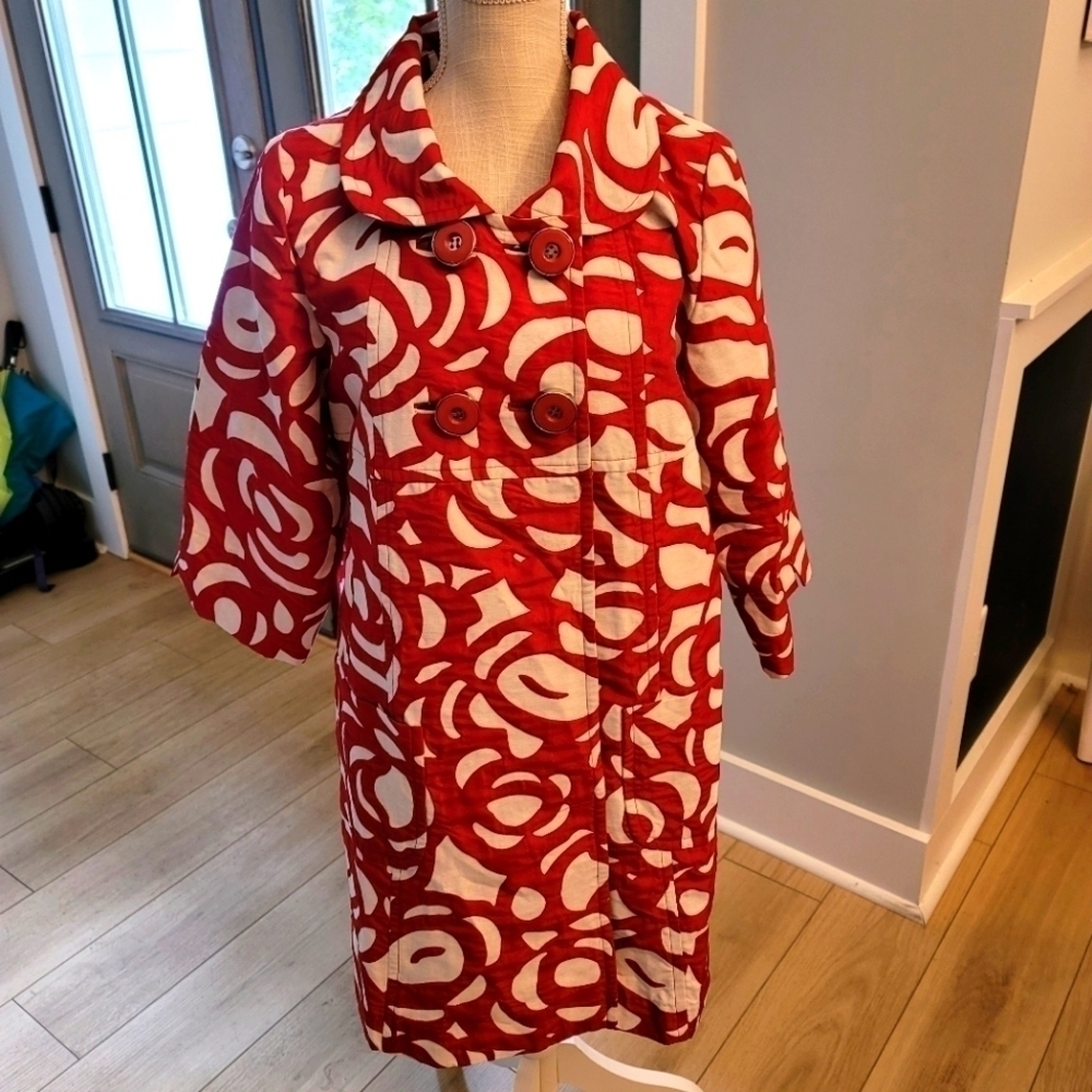 Stylish Red and White Women's Coat